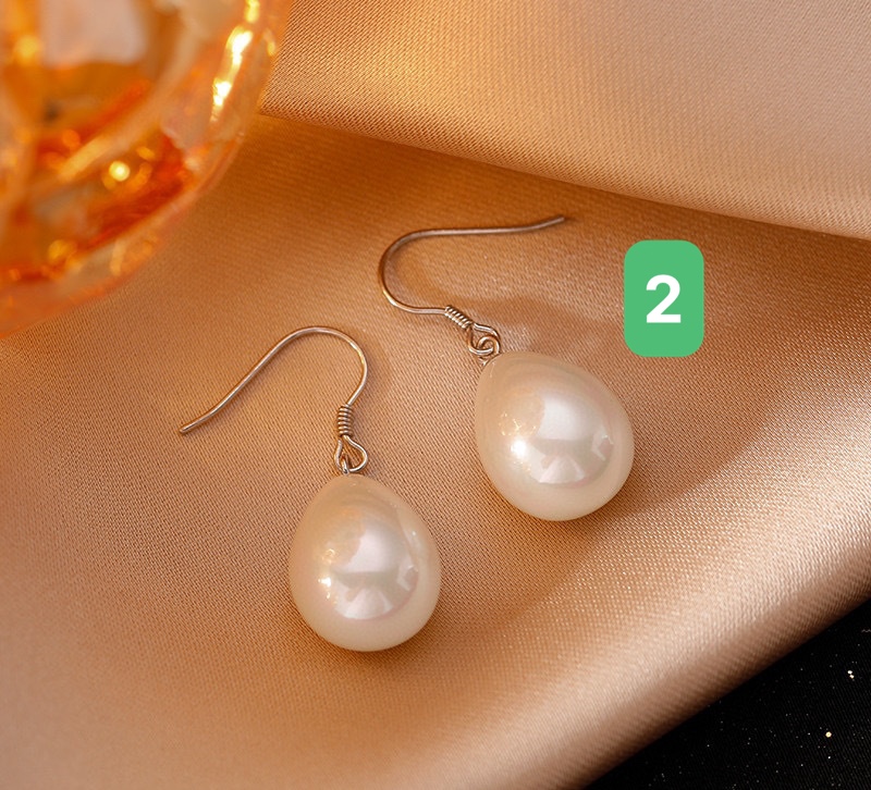  N746 Bông tai mạ vàng 18k nữ ngọc trai nhân tạo giọt nước phụ kiện trang sức nhỏ xinh xắn