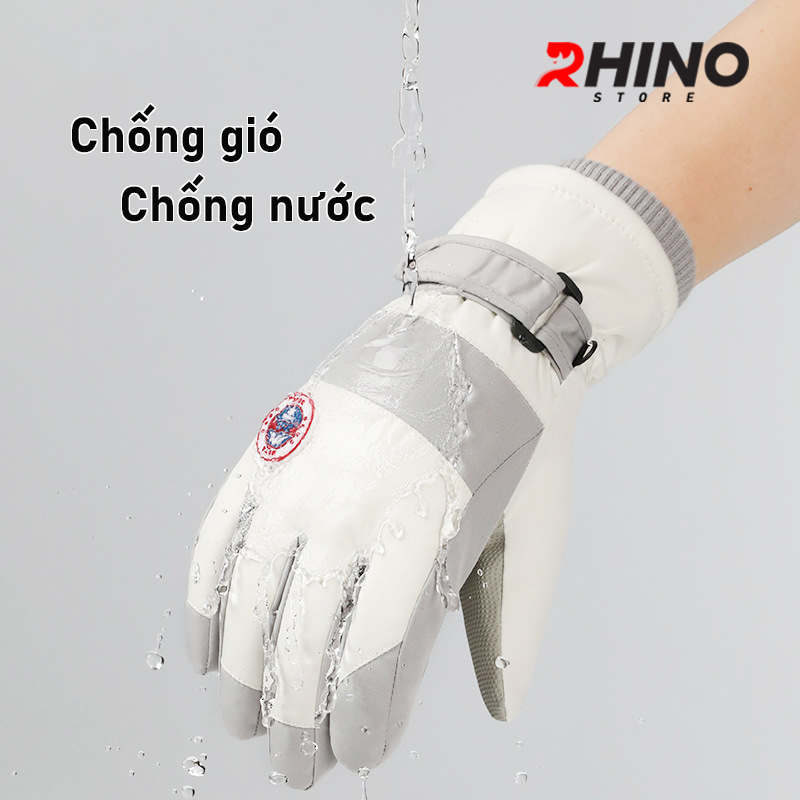 Găng tay lót lông cừu giữ ấm mùa đông chống gió, kháng nước Rhino G904 Bao tay chống trượt đi xe máy, xe đạp cho nam nữ, bảo hộ đi phượt