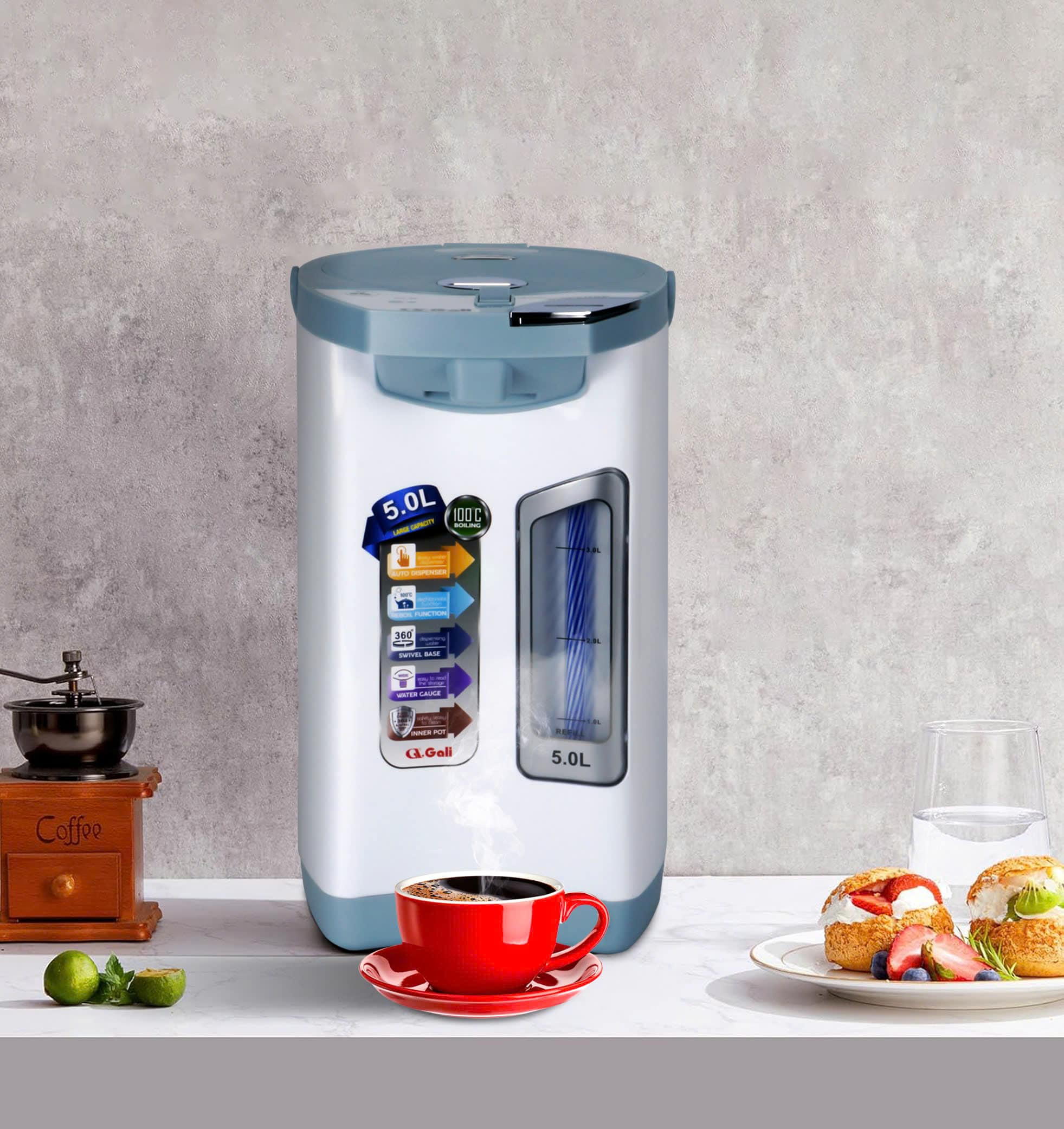 Bình Thuỷ Điện Gali GL-5050A Dung tích 5L nhỏ gọn, Thân bằng nhựa nguyên sinh cao cấp, lòng trong bằng Inox 304 dày chất lượng. Hàng chính hãng chất lượng cao bảo hành 24 tháng.