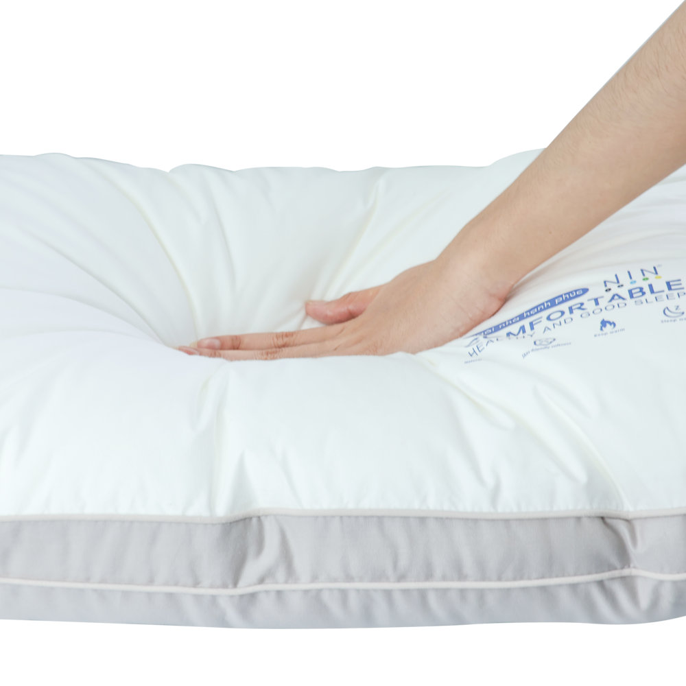 Gối khách sạn 5 sao, ruột gối đầu lông vũ nhân tạo microfiber Hotel Pillow NIN House 48x74cm cao cấp