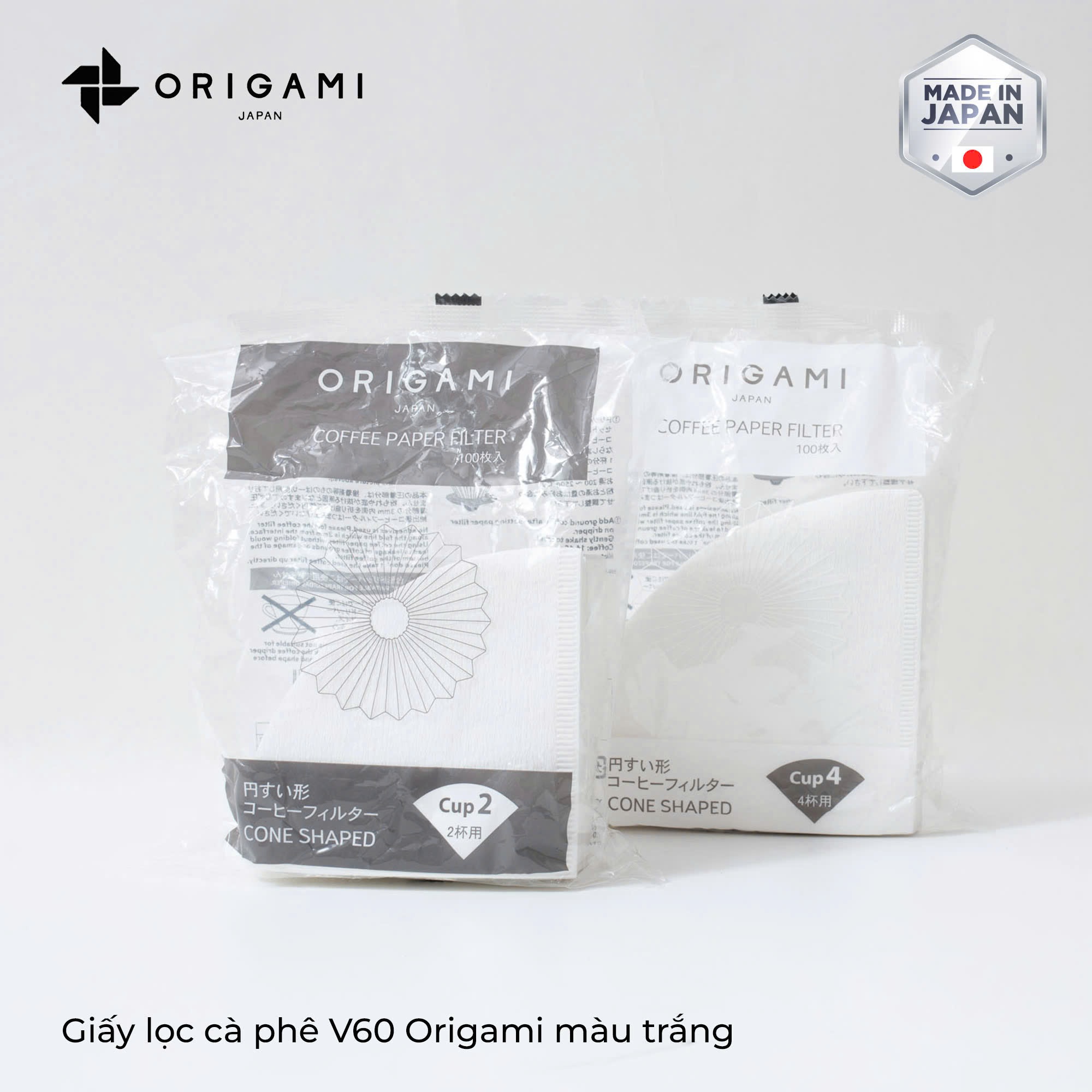 Giấy lọc cà phê 100 tờ V60 ORIGAMI màu trắng