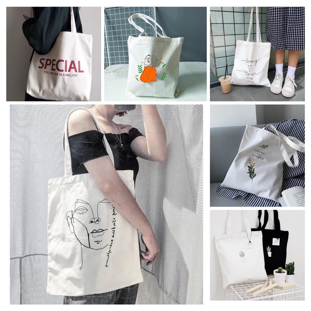 Mẫu hot nhất Túi Tote Vải canvas có khóa miệng