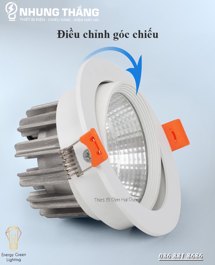 Đèn Led Âm Trần Chiếu Điểm 3W-5W-7W ( Phi 76 / 90mm) DL-603 - Chip Led Cob Siêu Sáng - Thay Đổi Góc Chiếu