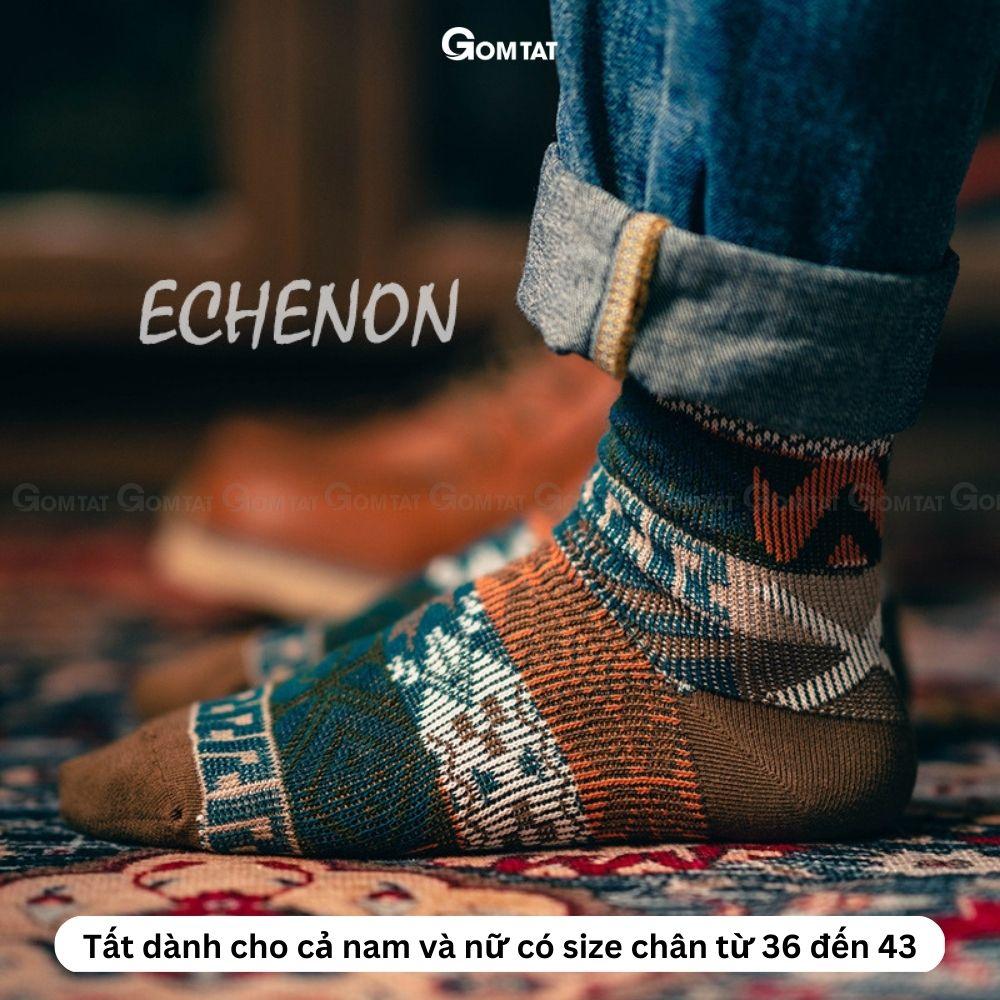 Tất cổ cao nam nữ cao cấp họa tiết thổ cẩm vintage, vớ cao cổ unisex chất liệu cotton dày dặn - ECHEN-THOCAM-CAO-4001