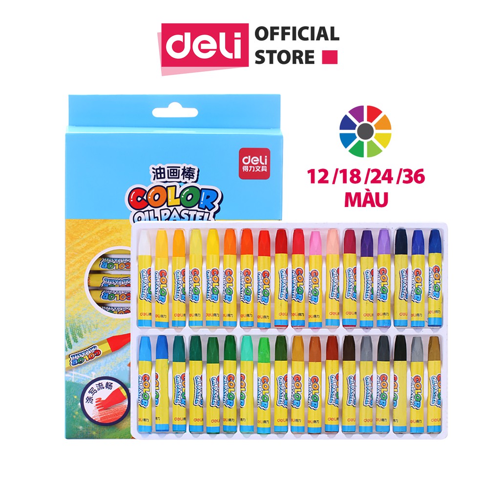 Bút Sáp Dầu Học Sinh Deli - 12 Màu18 Màu24 Màu36 Màu - 1 Hộp - 6961696269636964 - 36 Màu - 6964