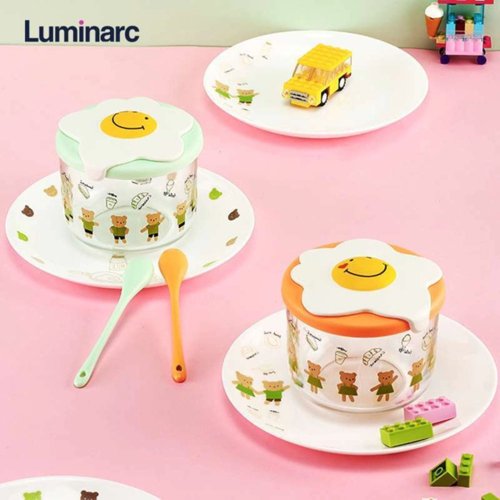 Chén ăn dặm cho bé có nắp đậy Luminarc Girl Bear/ Luminarc Boy Bear 500ml - Q3480/ Q3481