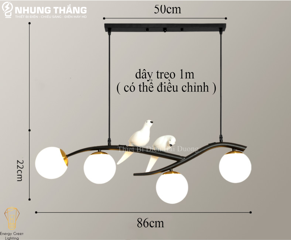 Đèn Thả Trần Trang Trí Hình 2 Chú Chim Vintage Decor TN321 - Kiểu Dáng Hiện Đại , Sang Trọng - Tặng Kèm 4 Bóng G45 - Có Video