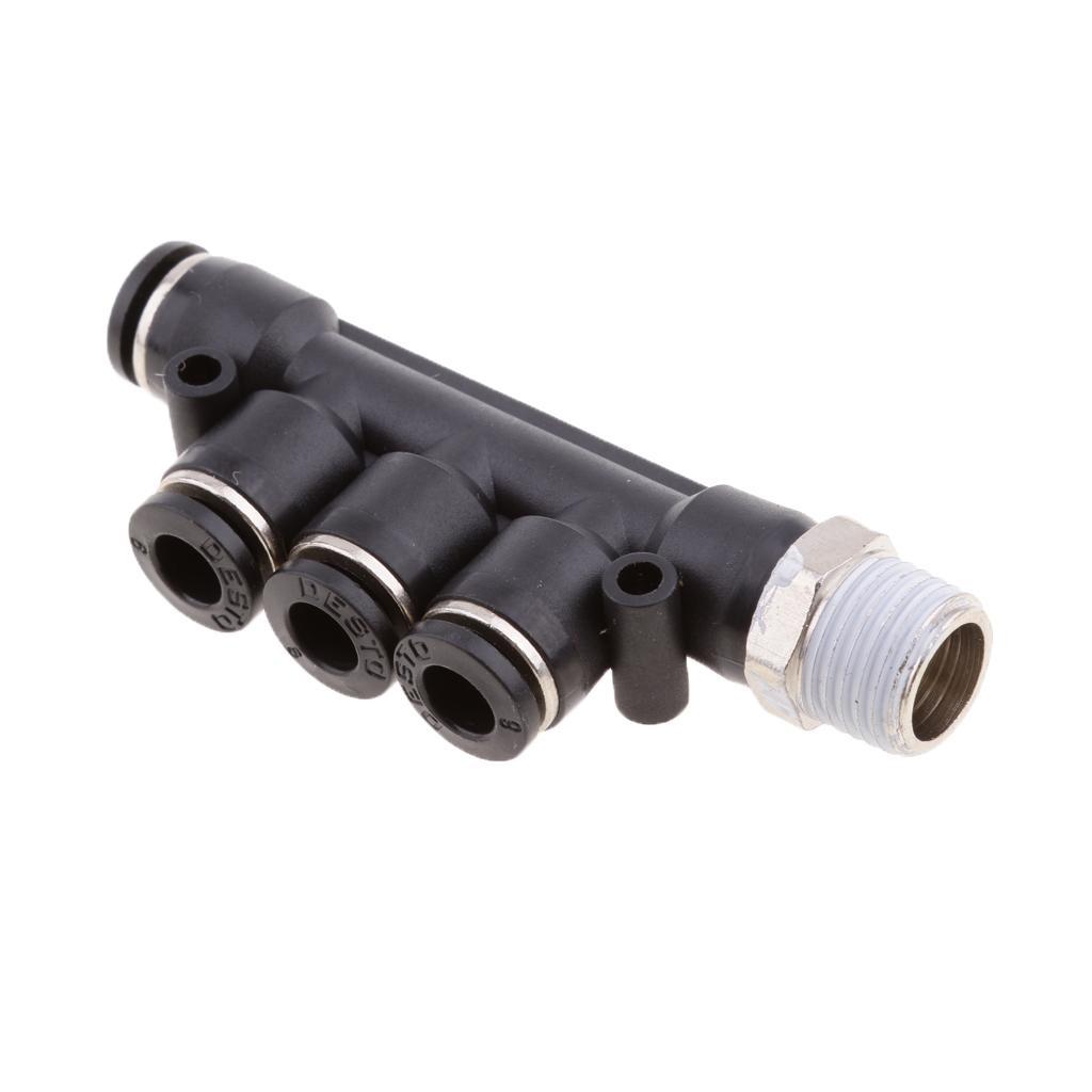 2 Pieces Universal Air Water Hose Tube 5 Way Push In Pneumatic Fittings 6mm 8mm 10mm
