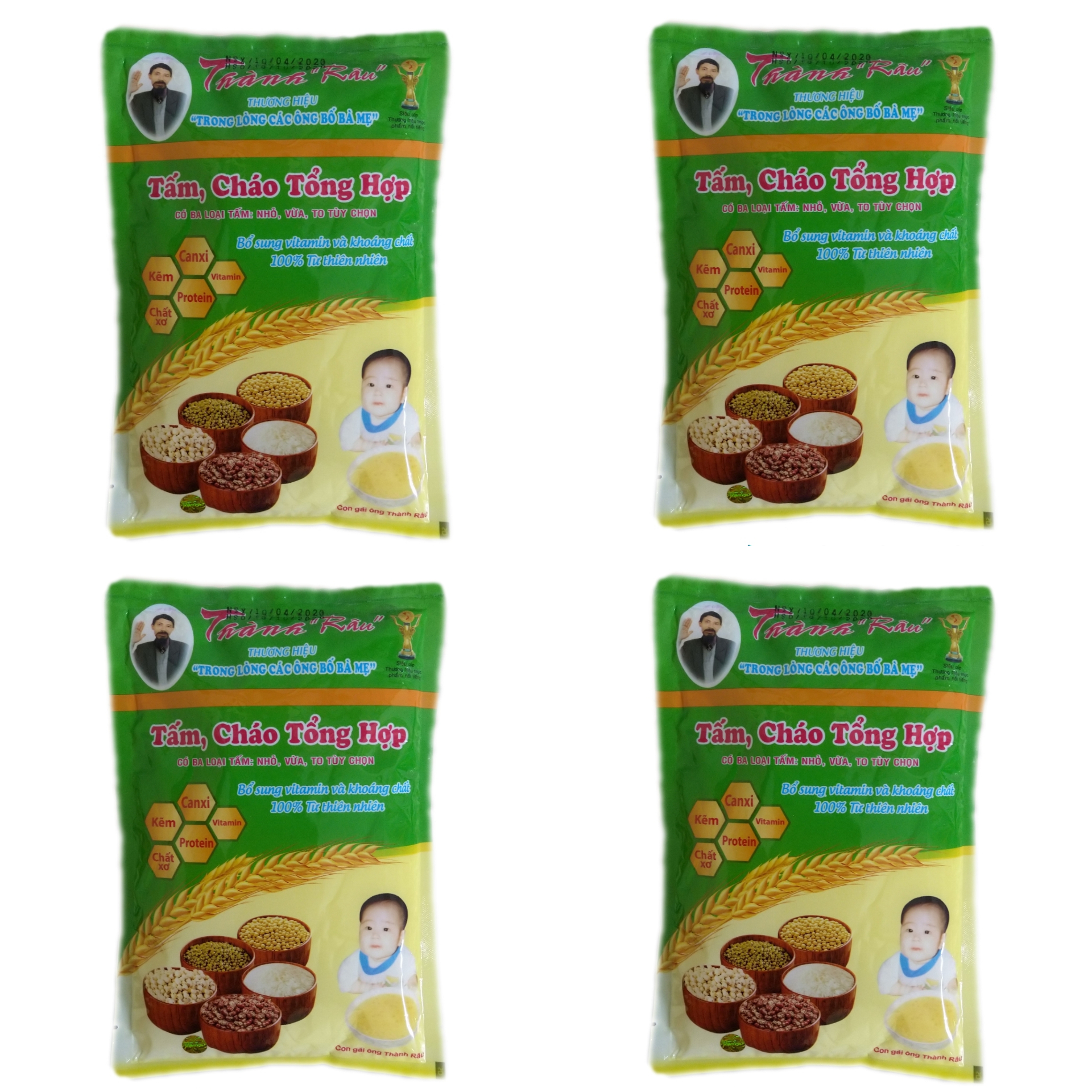 COMBO 04 GÓI CHÁO TẤM ĂN DẶM TRẺ EM THÀNH RÂU - 2KG