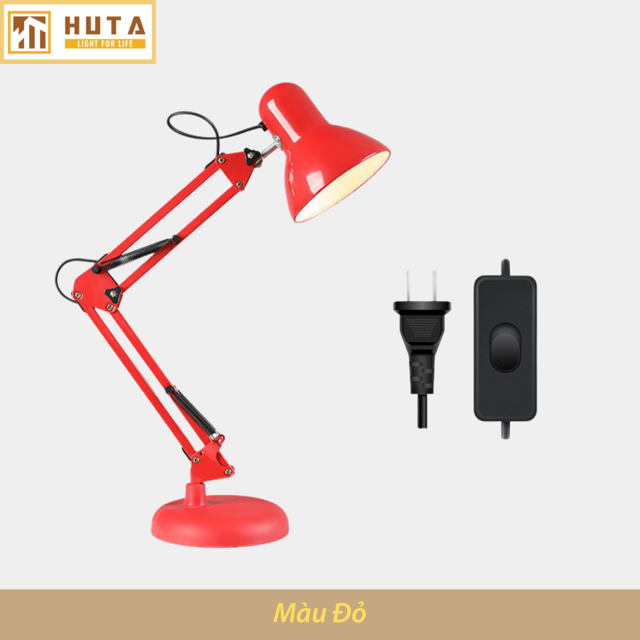 Đèn Bàn Làm Việc Thép HUTA KYSU1 Kèm Bóng Led Chống Cận, Bảo Vệ Mắt, Khớp Nối Cong Dễ Điều Chỉnh, Decor Trang Trí Bàn Học Đọc Sách