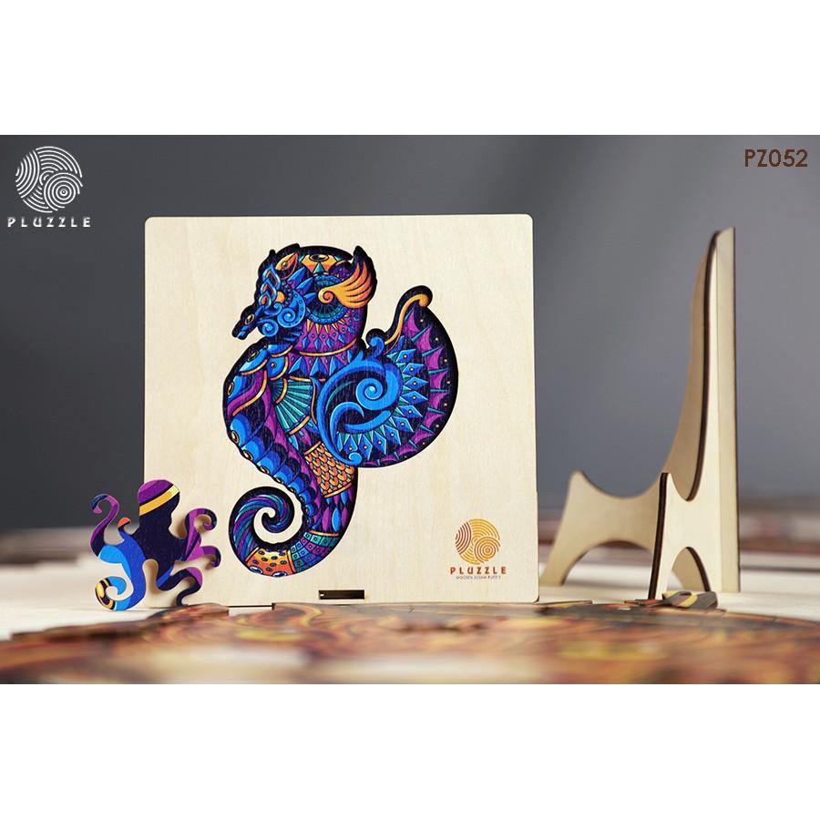 Bộ xếp hình gỗ đồ chơi puzzle ghép hình con vật độc đáo - Con Cá ngựa - PZ053