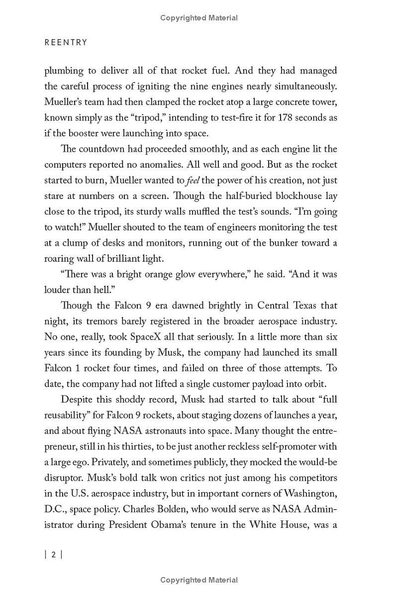 Sách ngoại văn: Reentry - Spacex, Elon Musk, And The Reusable Rockets That Launched A Second Space Age