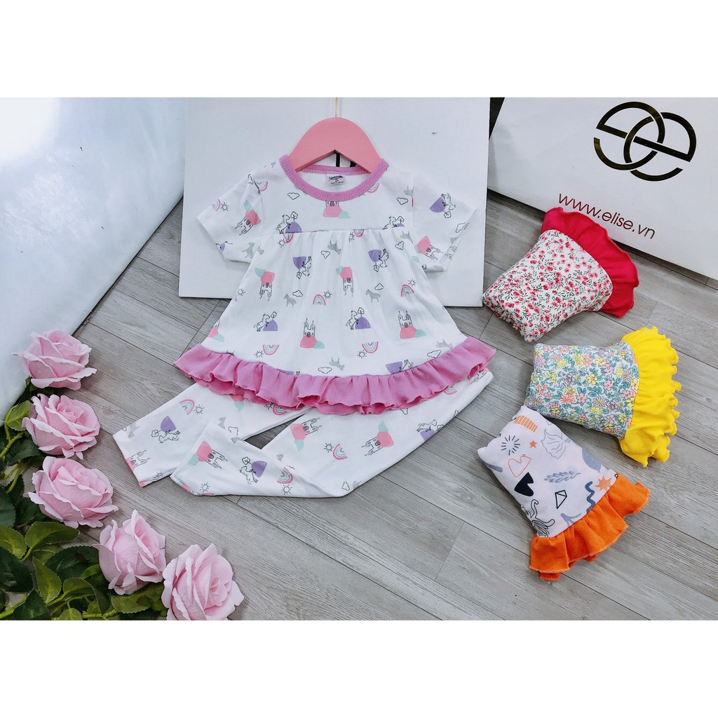 Đồ bộ bé gái, Bộ quần dài áo tay ngắn cho bé gái từ 8-20kg chất cotton hàng xuất mềm mịn mát