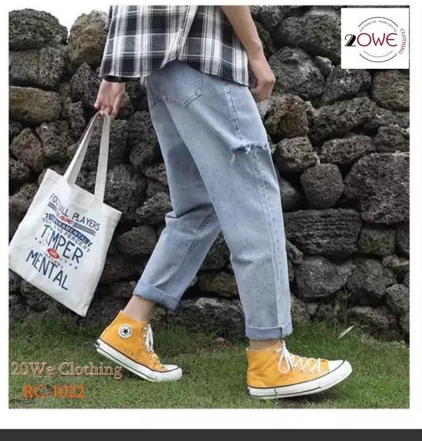 Quần Jeans Baggy Dáng Rách Cạnh 2020