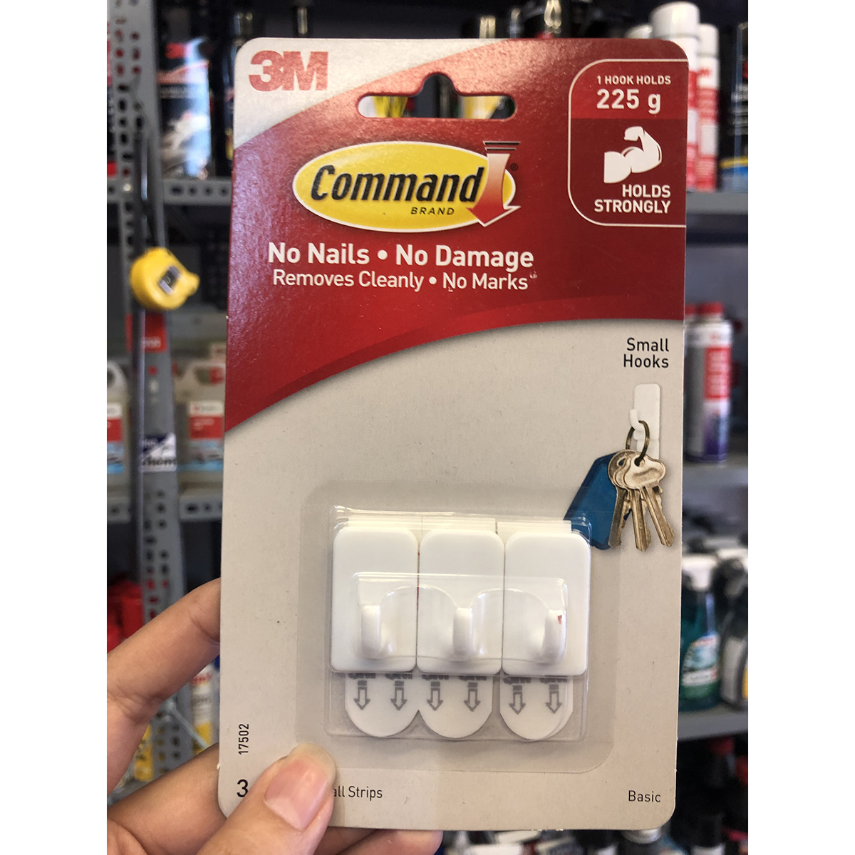 Móc dán tường vuông 225gr vỉ 3 cái Command 3M 17502 New 2019