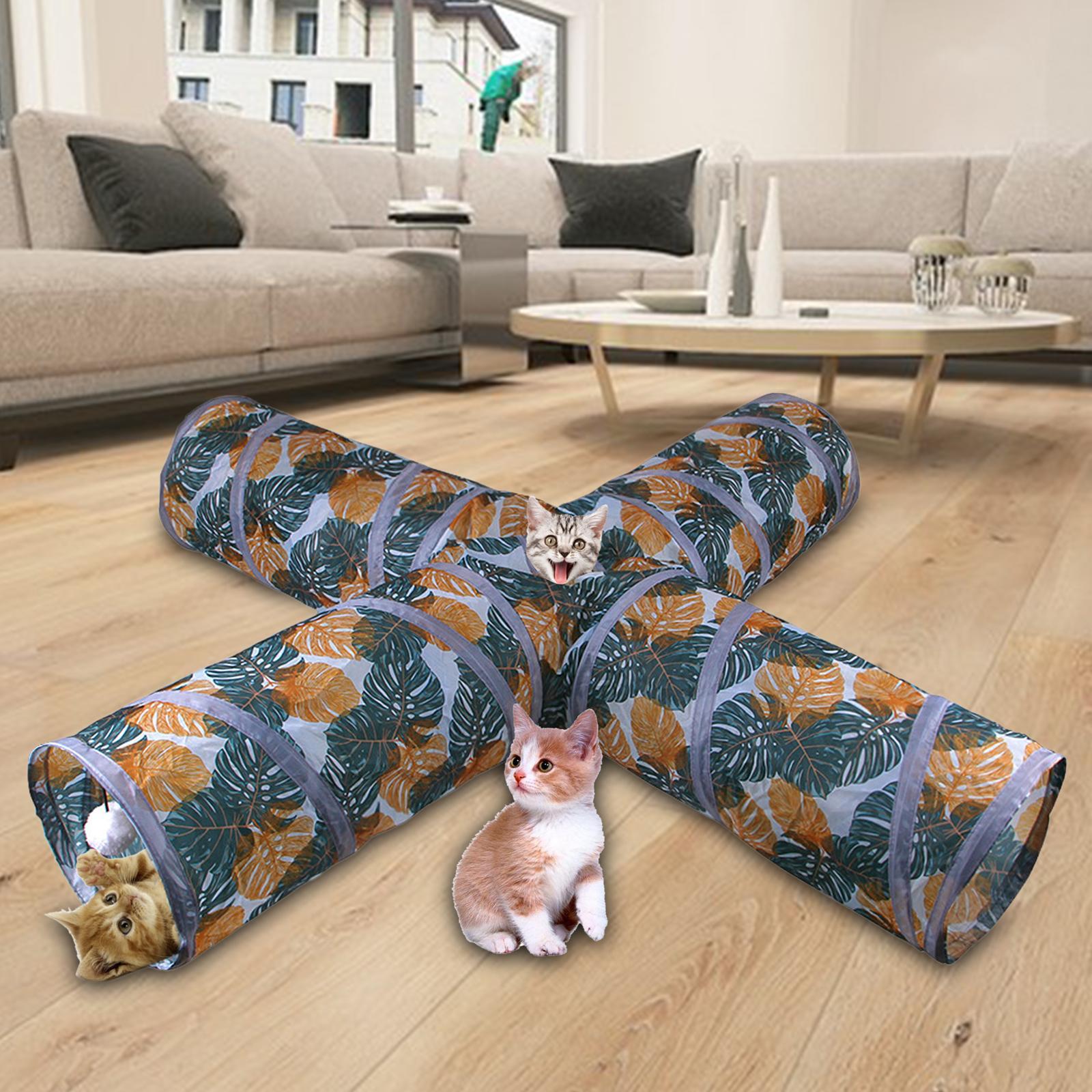 Cat Tunnel Collapsible Pet Interactive Toy Kitten with Ball for Indoor