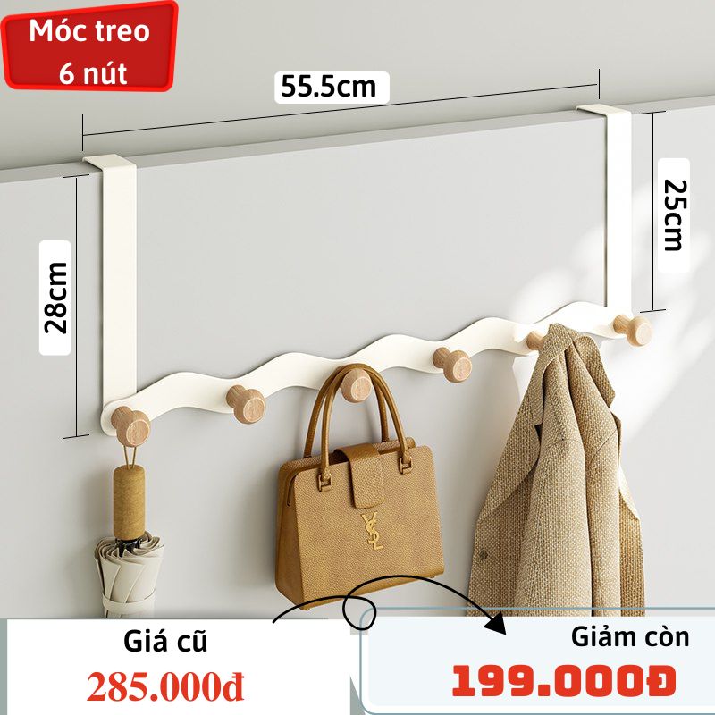 Móc treo cửa lượn sóng Dola Home không khoan đục không hại tường không hại cửa mở rộng không gian treo đồ.