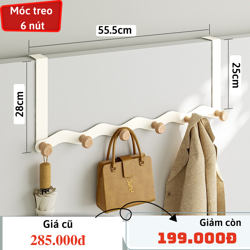 Móc treo cửa lượn sóng Dola Home không khoan đục không hại tường không hại cửa mở rộng không gian treo đồ