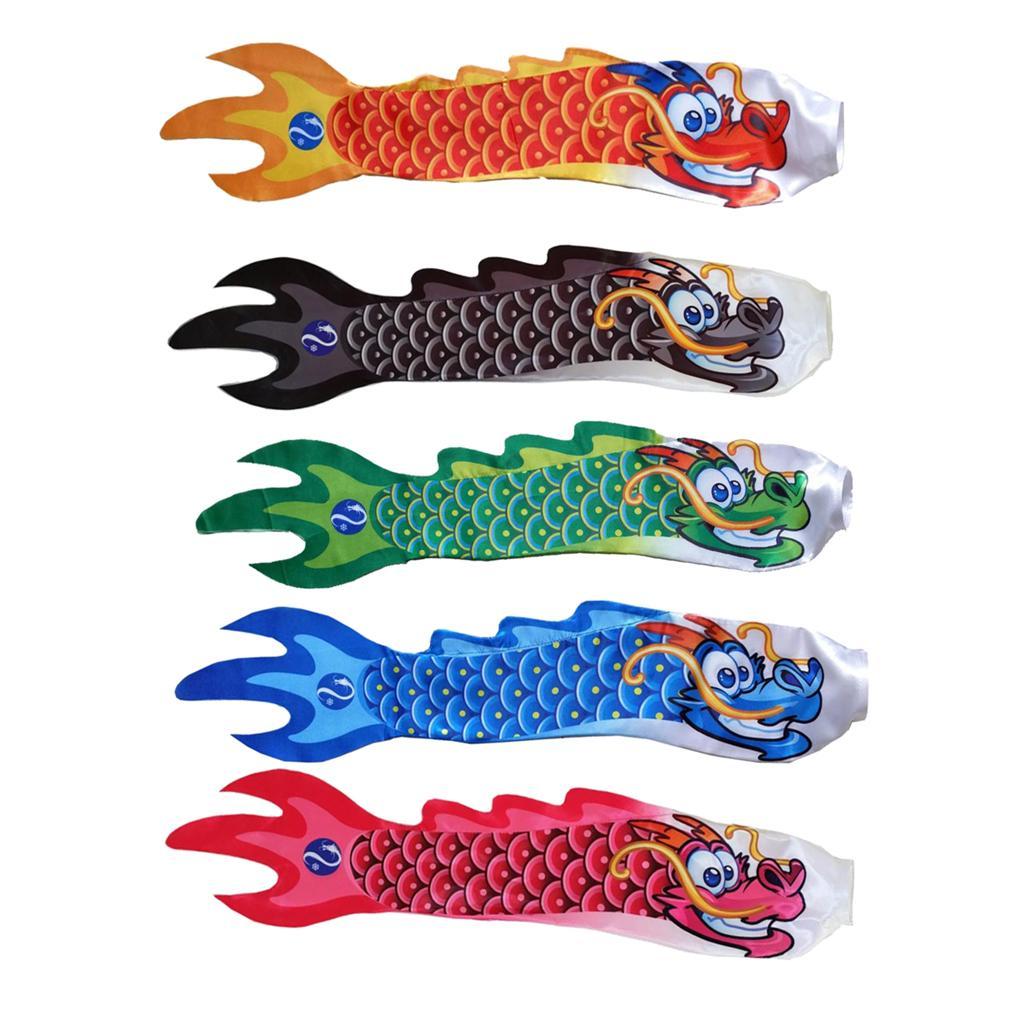 2-4pack Creative Dragon Flag Outdoor Windsock Carp Streamer Hanging Decor Black