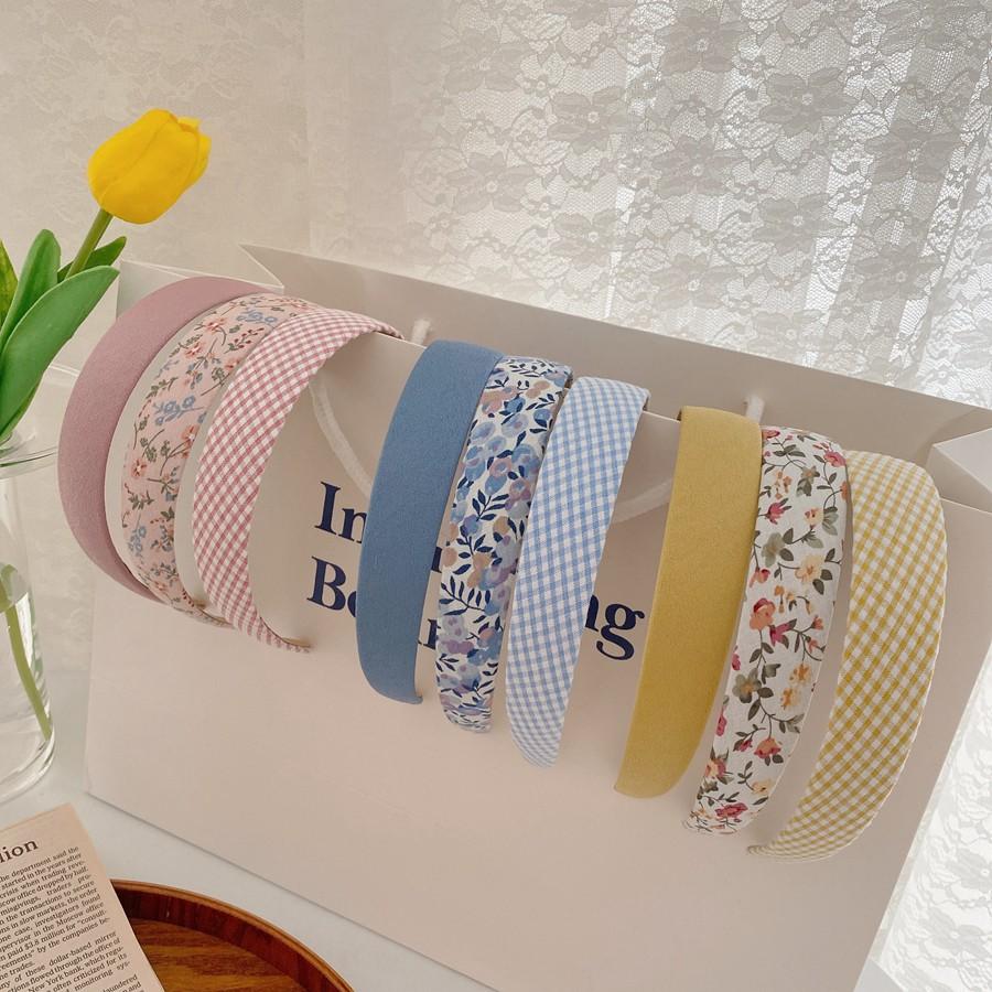 Băng đô cài tóc bản lớn bọc vải màu nhiều màu xinh xắn