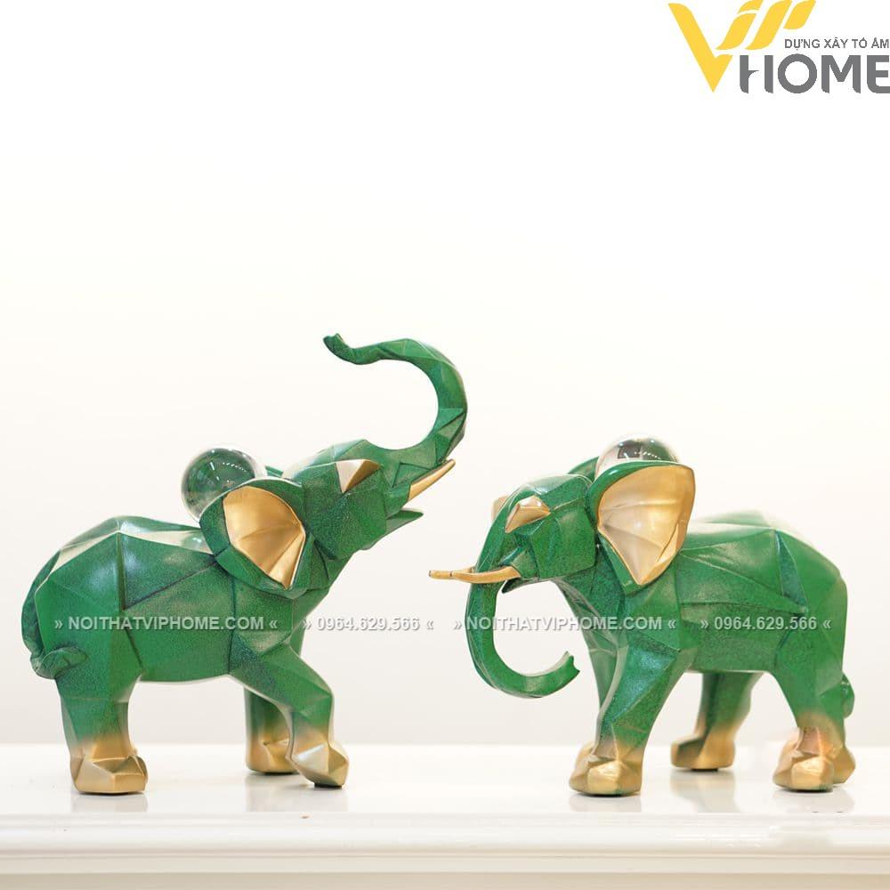 Đồ decor trang trí nội thất set voi cưỡi ngọc kiểu dáng nghệ thuật, sang trọng, hiện đại DDB 00362