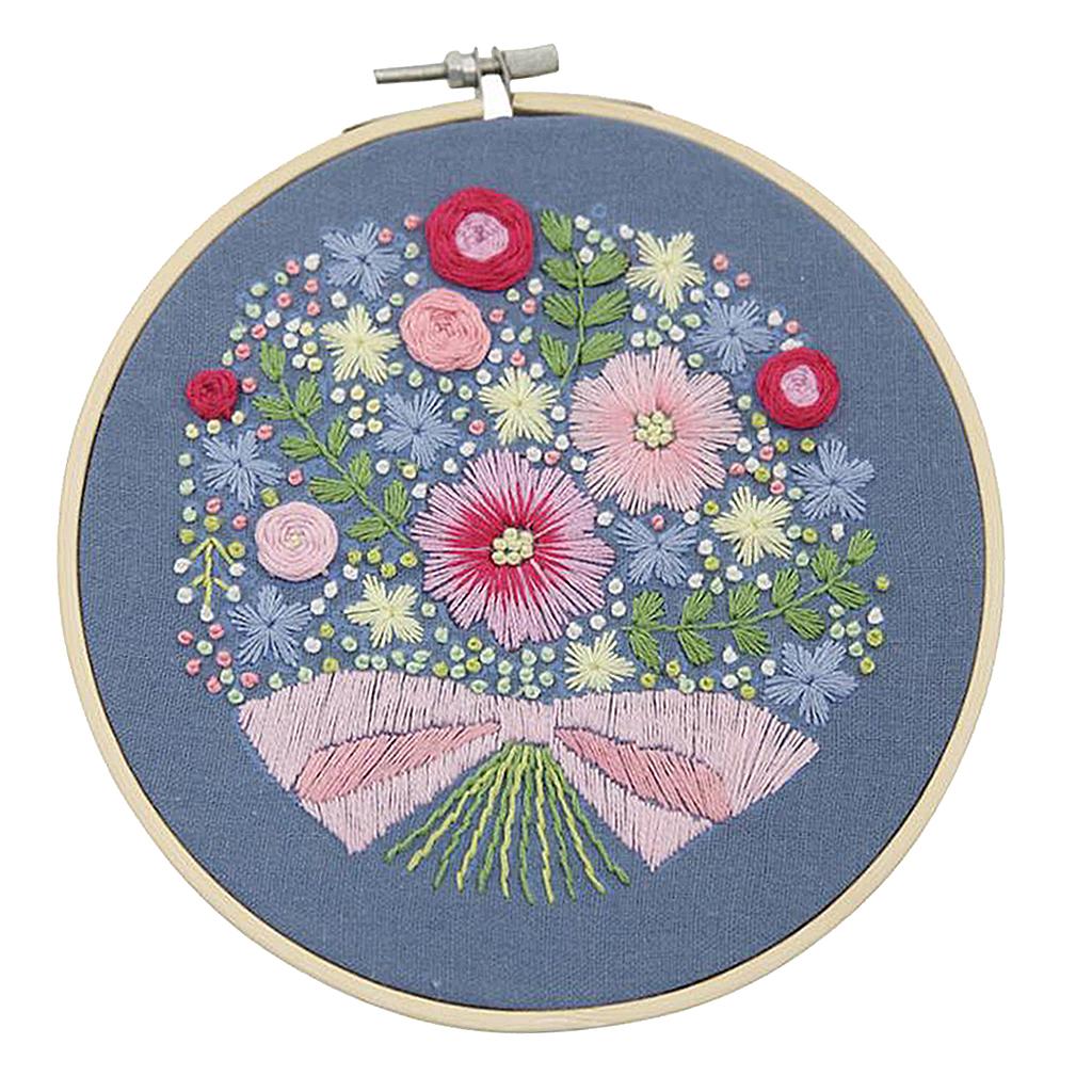 Embroidery Hoop Kids Adult Cross Stitch Threads Kits Flower Leaves 2 Styles