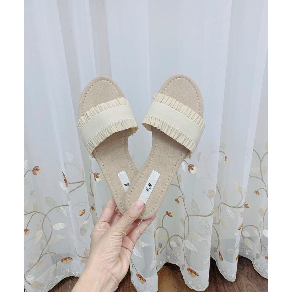 Dép quai ngang to- dép quai ngang vải xếp nhún