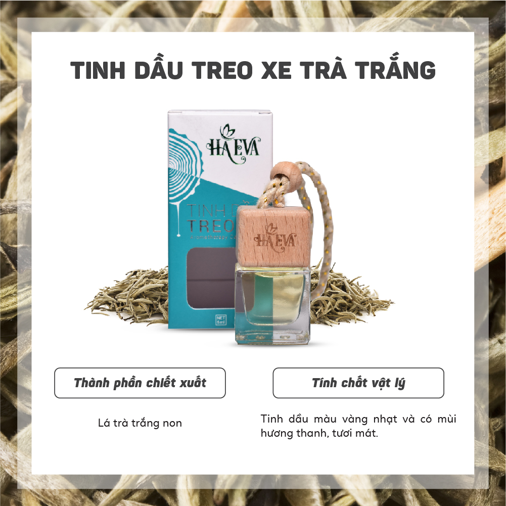 Tinh dầu Trà Trắng treo xe ô tô, phòng ngủ, tủ quần áo, nhà vệ sinh giúp khử mùi, chống say xe