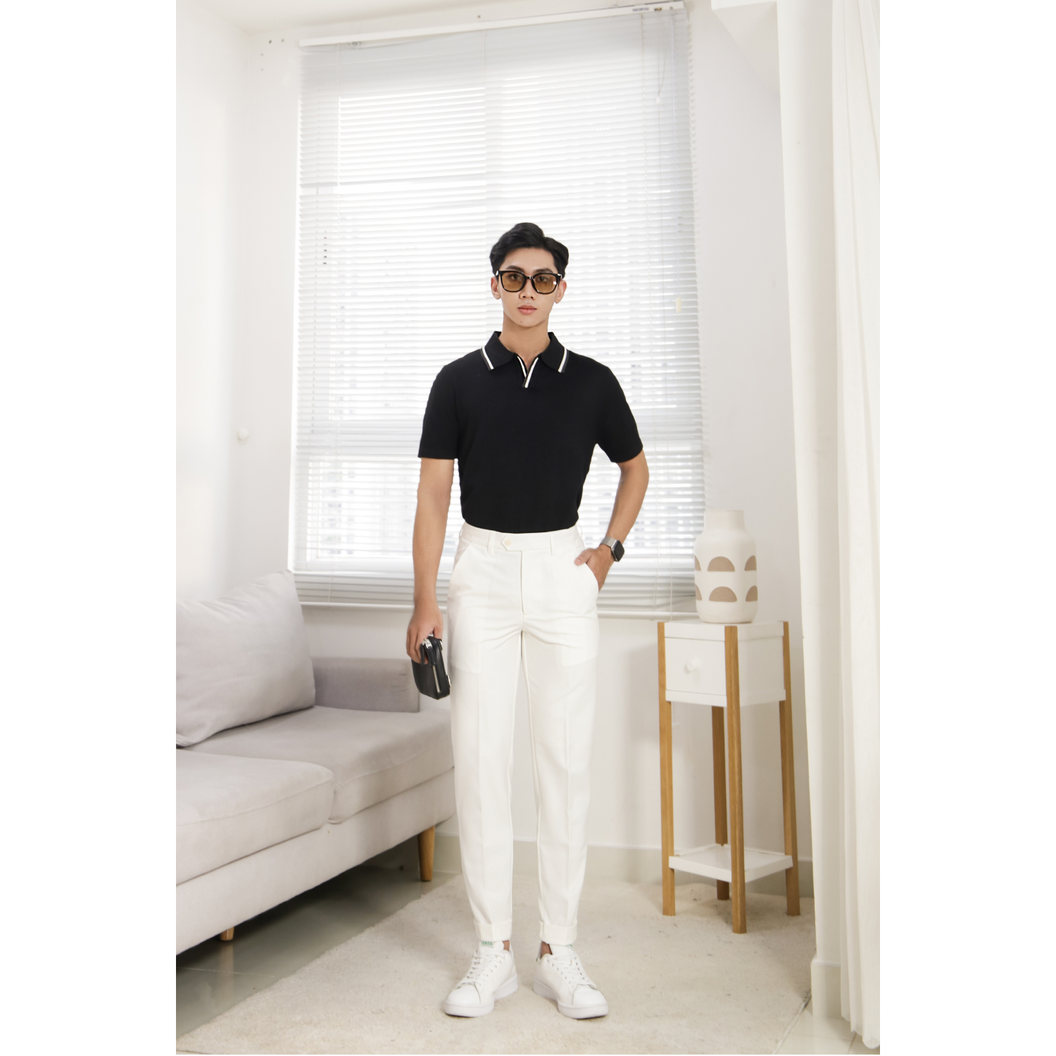 Quần dài công sở, quần tây may đo, BASIC-TROUSERS-1 phong cách thanh lịch thường ngày, kiểu dáng Straight Fit - HY.WO