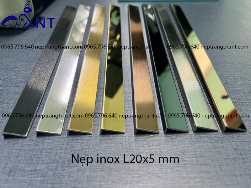 Nẹp inox L20x5 mm - Nẹp inox L20 đầy đủ màu - Nẹp Trang Trí ANT