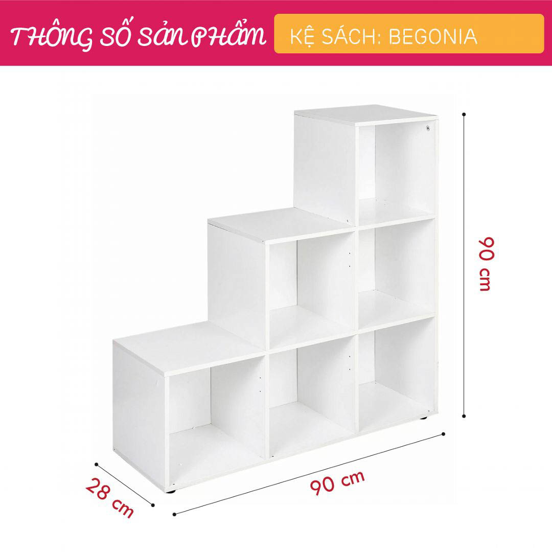 Kệ đựng sách gia đình từ gỗ công nghiệp SMLIFE Begonia