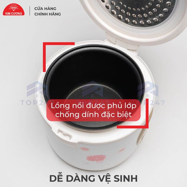 Nồi Cơm Điện Kim Cương 1.0 Lít Nắp Gài Chống Dính - Hàng Chính Hãng