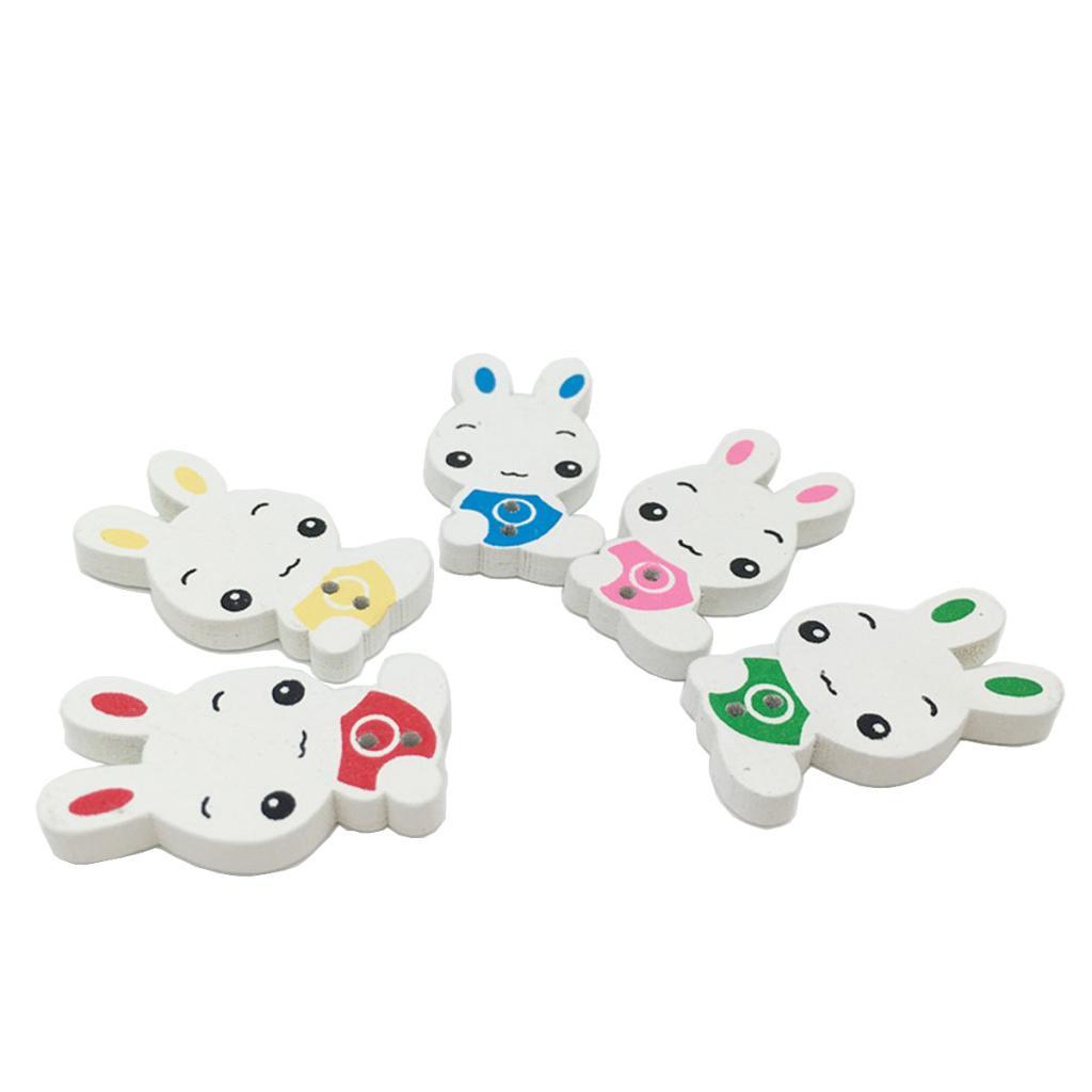 50 Con Hoạt Hình Thỏ Nút Gỗ 30 Mm 2 Lỗ Cho Trẻ Em Quần Áo May
