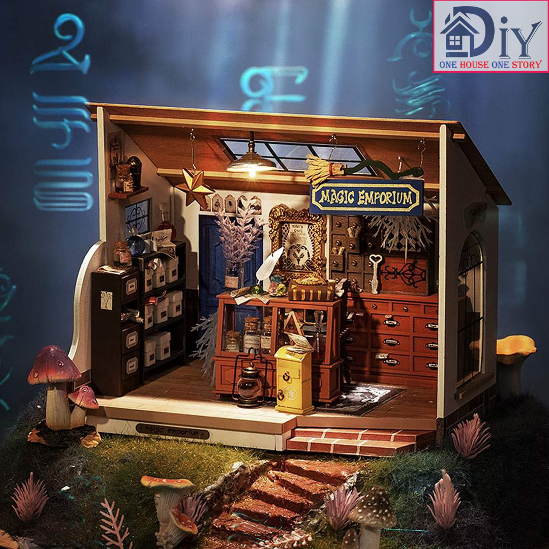 [Bản tiếng Anh]Mô hình nhà búp bê tự lắp ráp bằng gỗ 3D KIKI'S MAGIC EMPORIUM DIY- Quà tặng sinh nhật giáng sinh