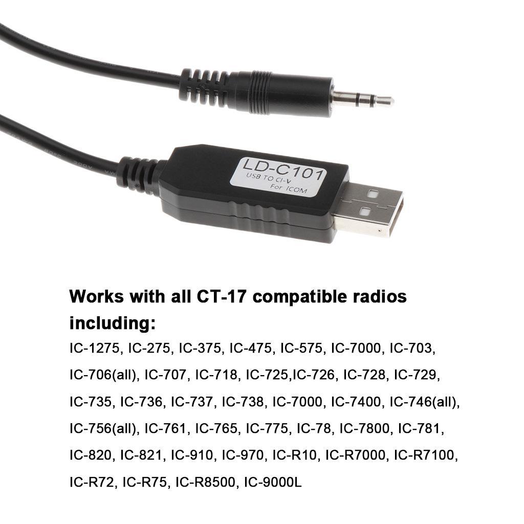59 Inch USB CI-V CAT Interface Cable Cord for CT-17 Compatible Radios