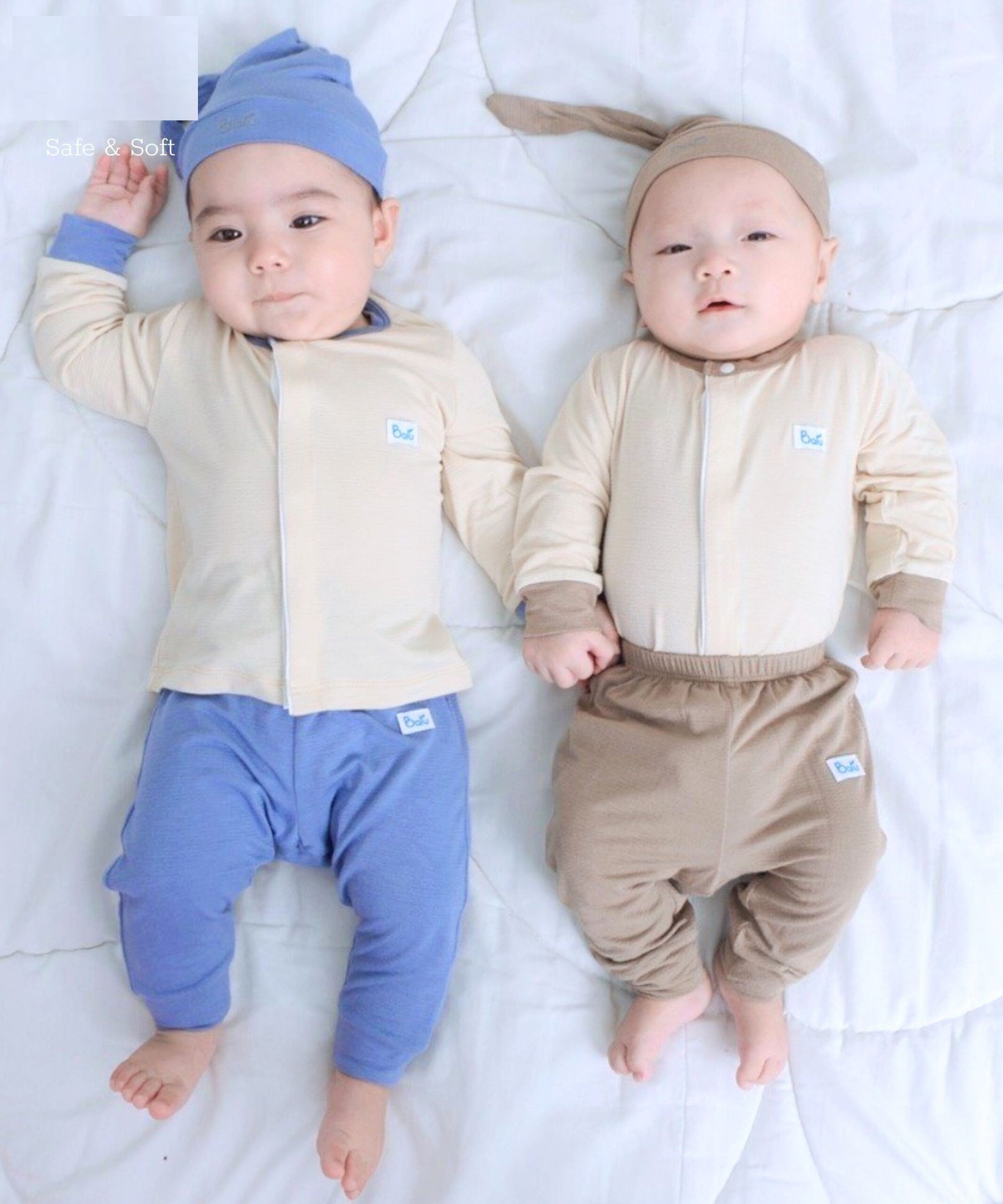 Bộ áo sơ sinh tay dài BARU cài nút giữa , chất vải 100% cotton mềm mịn cho bé sơ sinh
