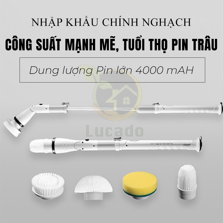 Chổi Điện Cọ Nhà Vệ Sinh Bồn Cầu Toa Let Đa Năng Không Dây Cầm Tay Đa pin 4000 MAH