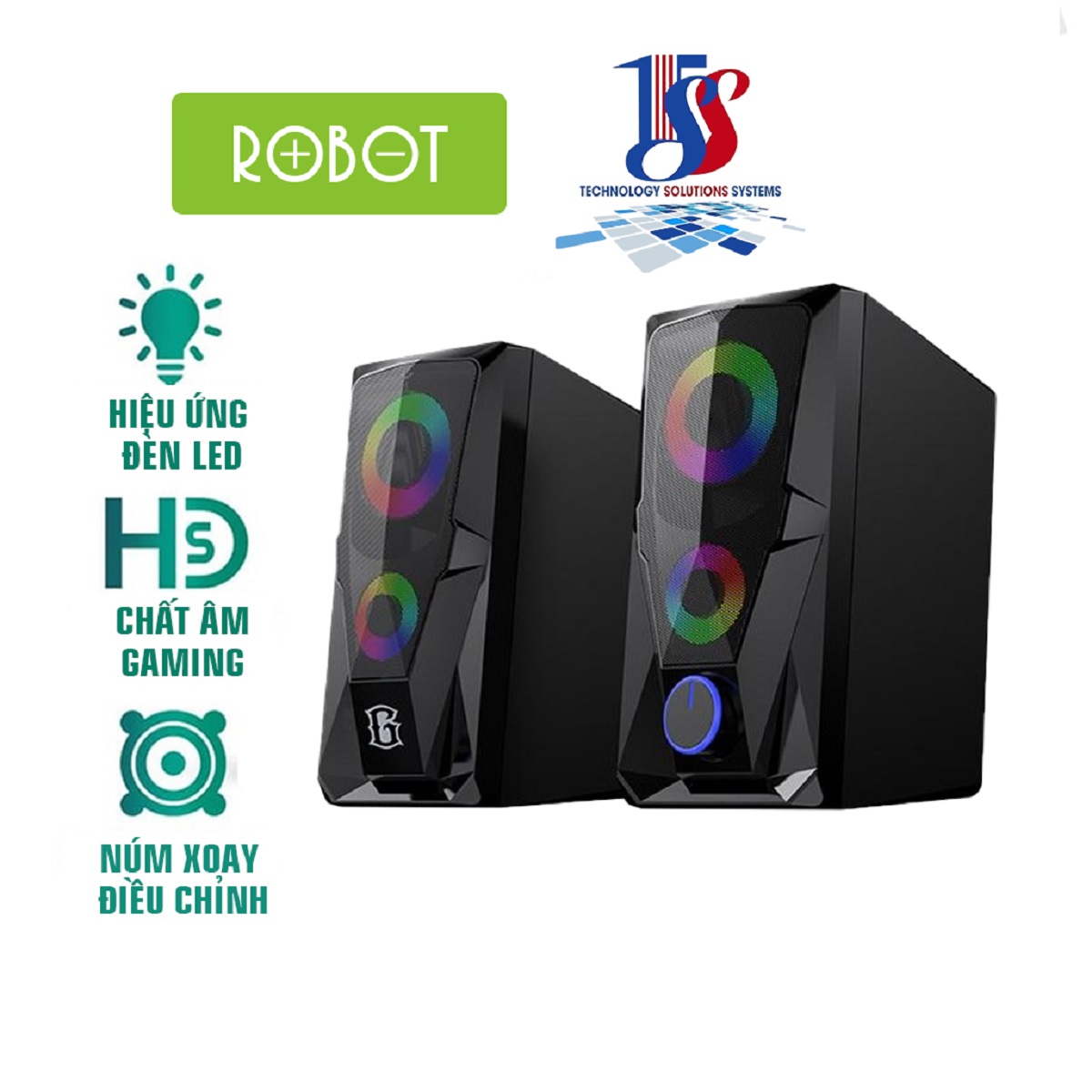 Loa máy tính, Loa vi tính gamming,Loa PC Loa ROBOT RS200 nhỏ gọn, giá rẻ có LED RGB đổi màu- Hàng chính hãng bảo hành 12 tháng