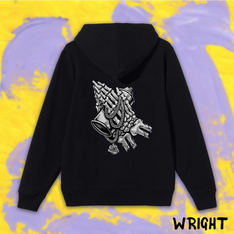 Áo hoodie Wright Praying hands phong cách streetwear 2021 unisex