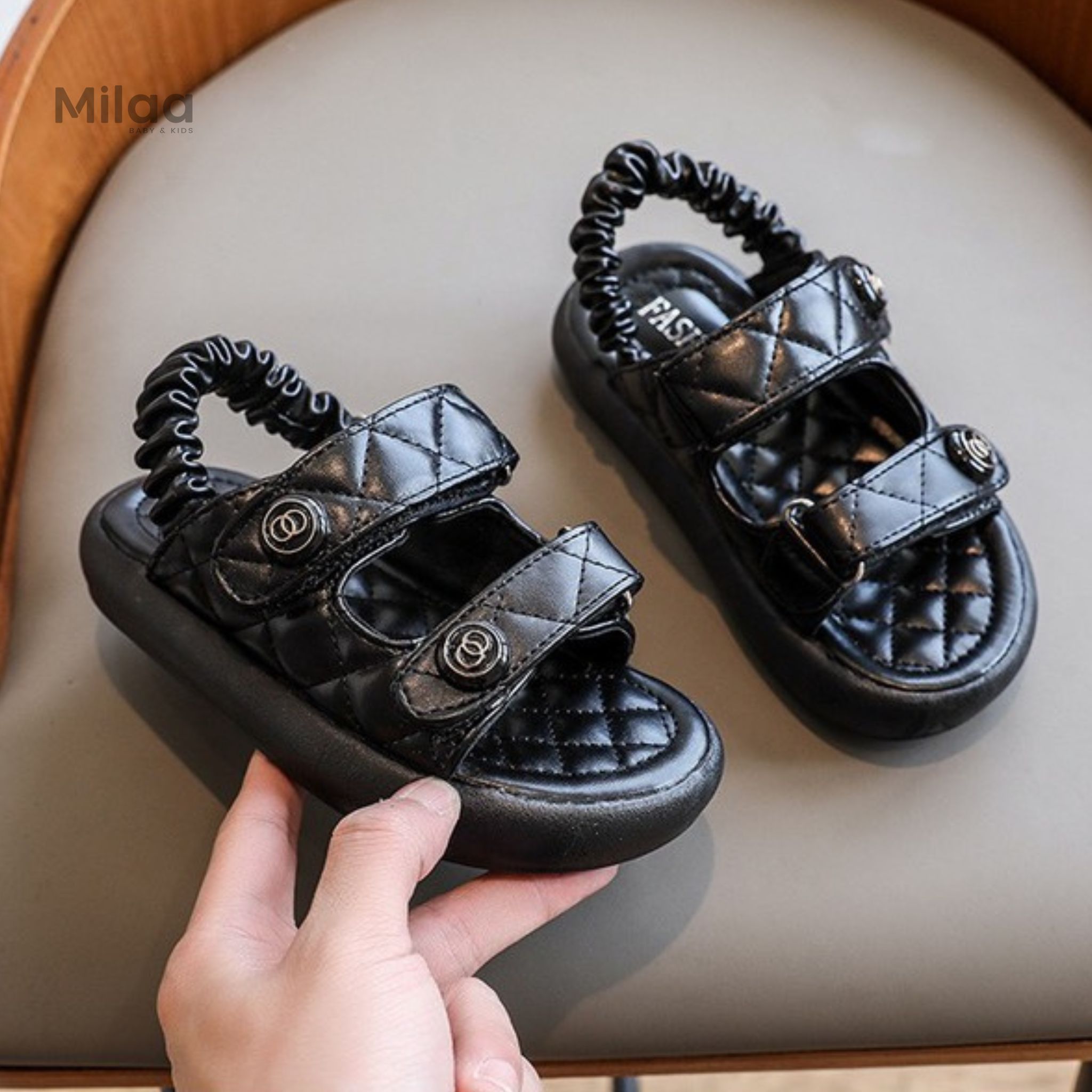 Giày Sandal Da Mềm Cao Cấp 2 Màu Cho Bé Gái MiLaa Kids