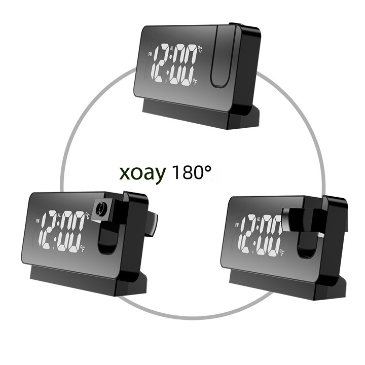 Đồng hồ chiếu giờ đa năng mặt gương, có nhiệt độ, độ ẩm, lịch và báo thức (DHCG.682)