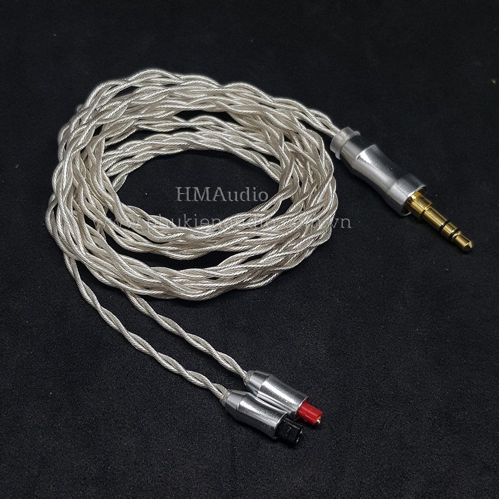 Dây tai nghe đồng mạ bạc OFC 1.2mm tết 4 - Connector ATH IM01/02/03 IM50/ IM70