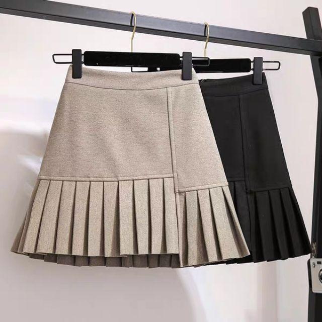 Chân váy A xếp ly lệch có quần trong C028