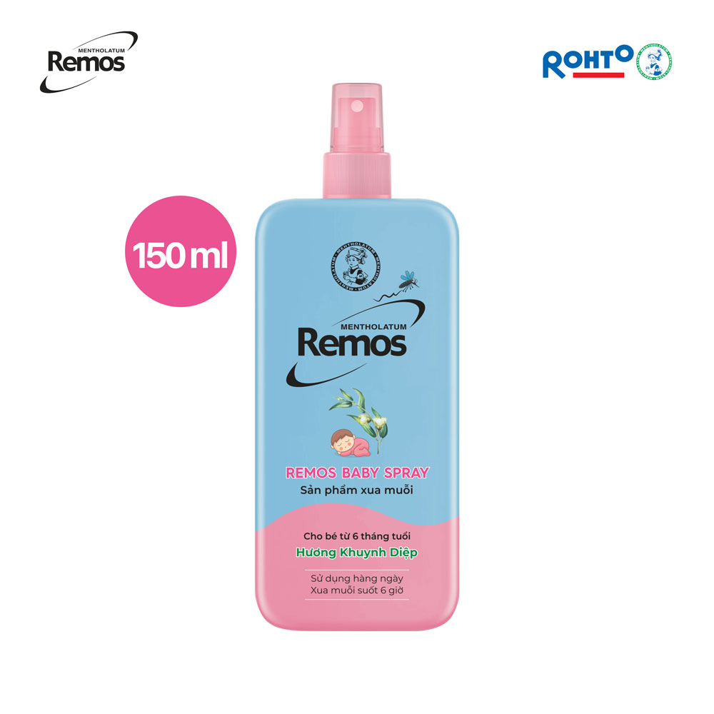 Xịt chống muỗi cho bé từ 6 tháng tuổi hương khuynh diệp Rohto Mentholatum Remos Baby Spray 150ml