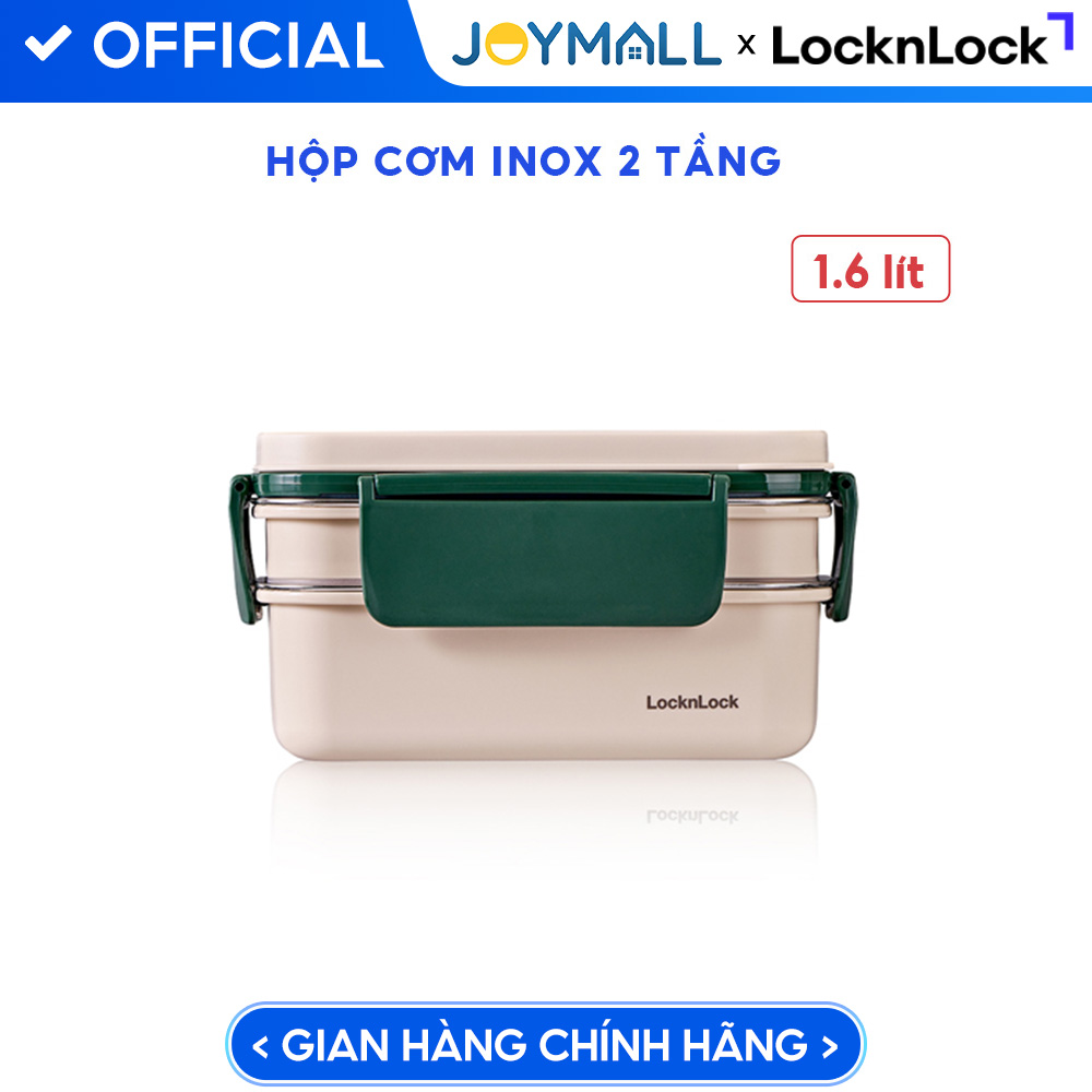Hộp Cơm Inox 2 Tầng LocknLock LCB500 1.6L, Hàng Chính Hãng, Chia Ngăn, Thép Không Gỉ – JoyMall