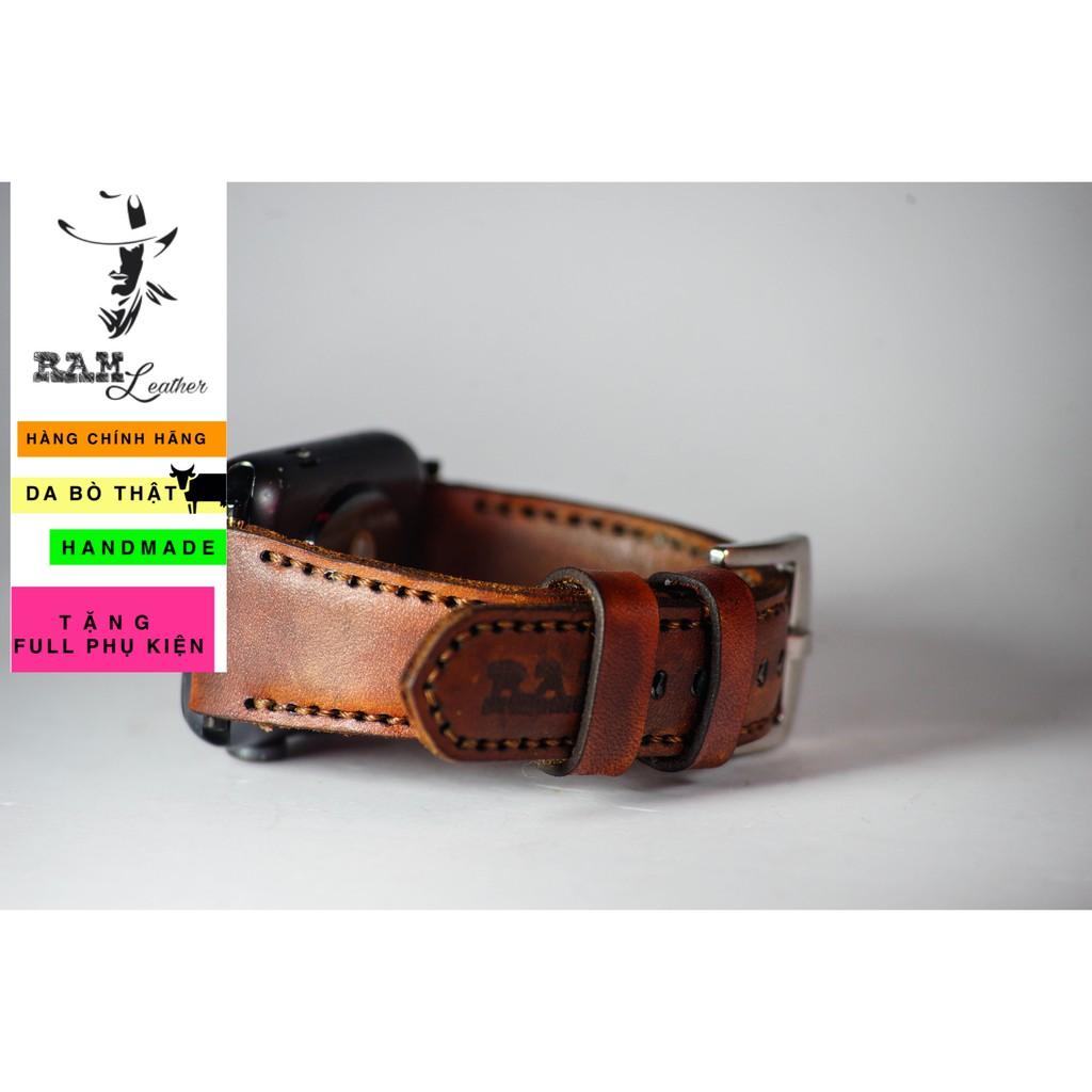 Dây đồng hồ da bò thật vegtan handmade cao cấp - RAM classic 1970 -