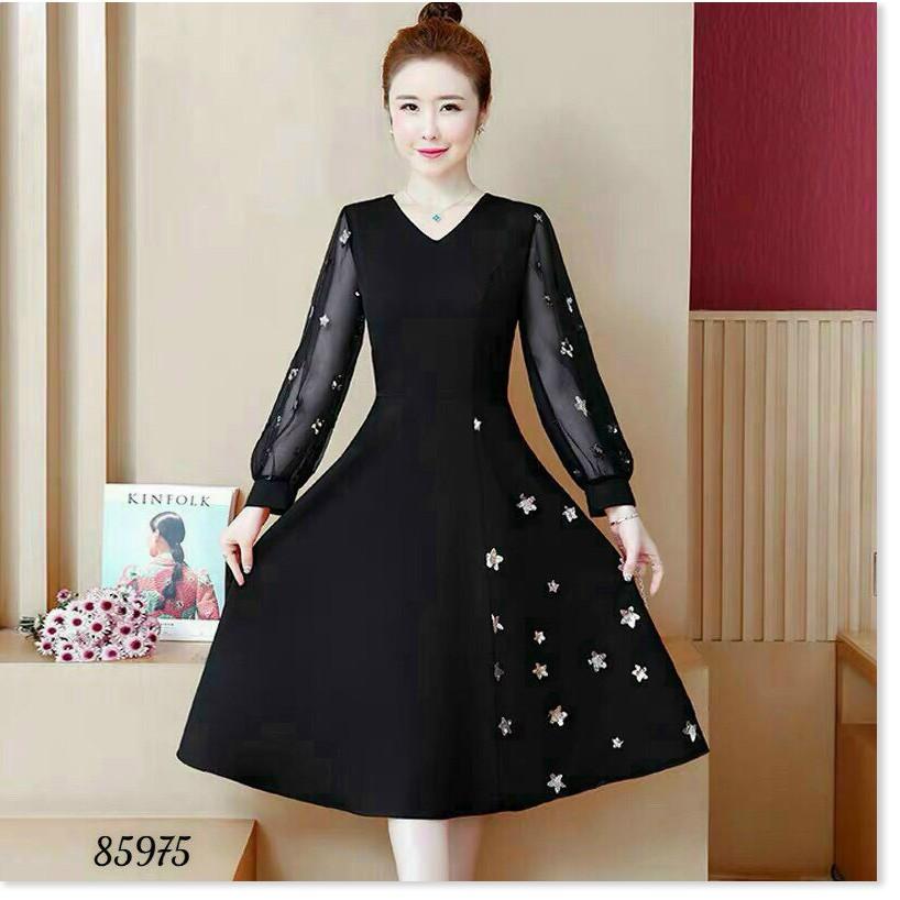 ĐẦM XÒE UMI TAY DÀI PHỐI LƯỚI SAO VÔ CUNG XINH XẮN KHÁNH AN FASHION