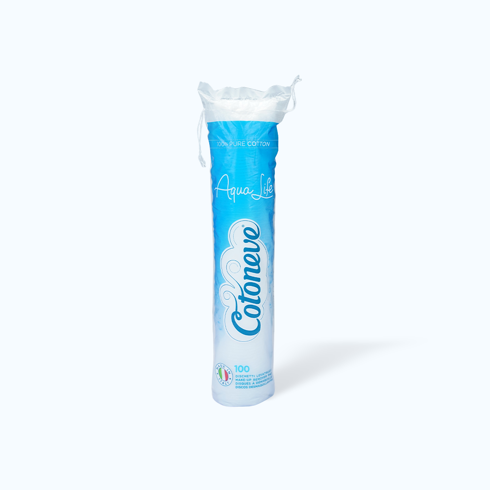 Bông Tẩy Trang May Viền COTONEVE Aqua Life (Gói 100 miếng)
