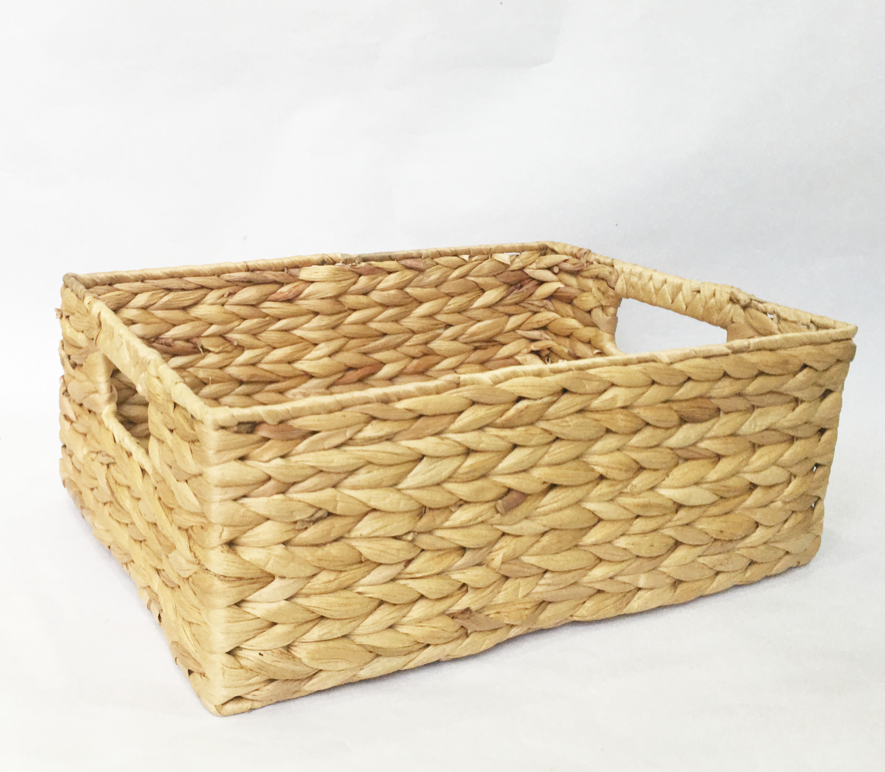 Sọt Giỏ Lục Bình chữ nhật đa năng - giỏ bèo tây khung sắt có tay cầm handmade vintage KT D36xR27xC14cm