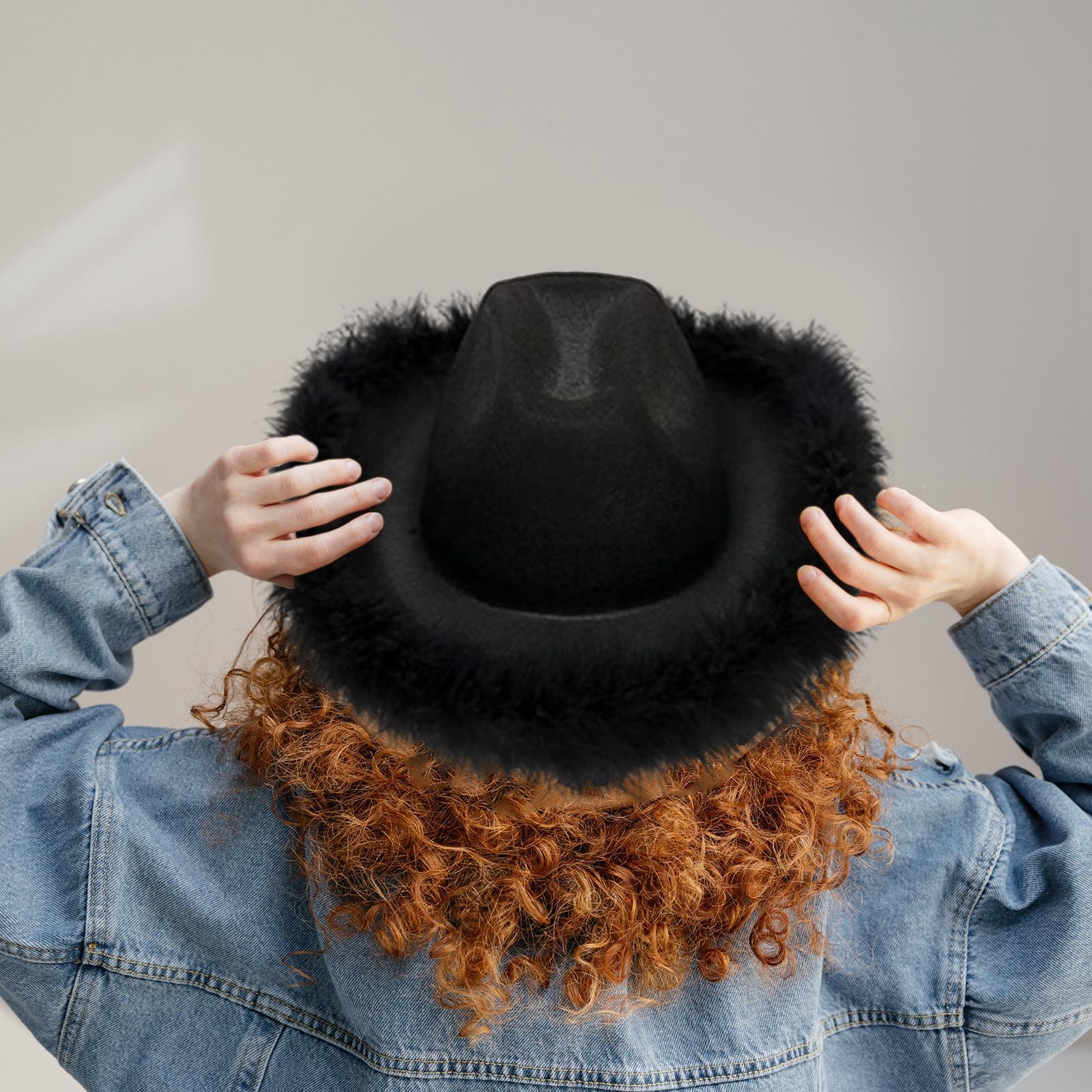 Western Decor Women Cowboy Hat, Sun Hats Cowgirl Hats, for Bridal Shower Cocktail Black